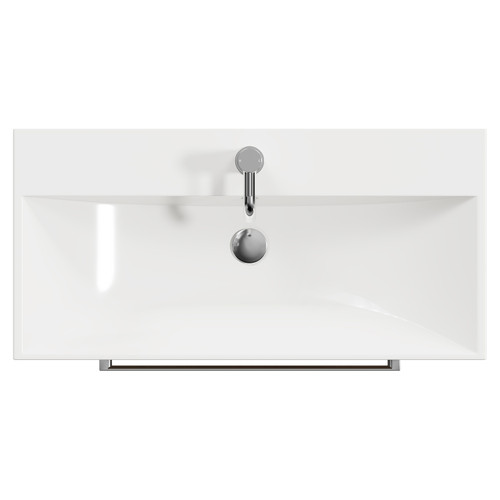 Napoli Bordalino Oak 800mm Floor Standing Vanity Unit with 1 Tap Hole Slim Edge Basin and 2 Drawers with Chrome Handles View from Top