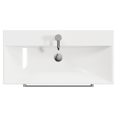 Napoli Bordalino Oak 800mm Wall Mounted Vanity Unit with 1 Tap Hole Slim Edge Basin and 2 Drawers with Chrome Handles View from Top