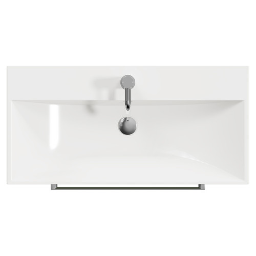 Napoli Olive Green 800mm Floor Standing Vanity Unit with 1 Tap Hole Slim Edge Basin and 2 Drawers with Chrome Handles View from Top