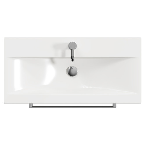 Napoli 390 Gloss Grey Pearl 800mm Wall Mounted Vanity Unit with 1 Tap Hole Basin and 2 Drawers with Polished Chrome Handles Top View