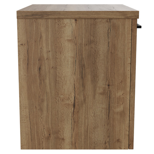Napoli Tobacco Oak 500mm Wall Mounted Vanity Unit for Countertop Basins with Single Drawer and Gunmetal Grey Handle View from Side