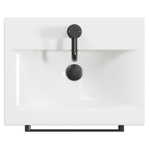 Napoli Tobacco Oak 500mm Wall Mounted Vanity Unit with 1 Tap Hole Basin and Single Drawer with Gunmetal Grey Handle View from Top