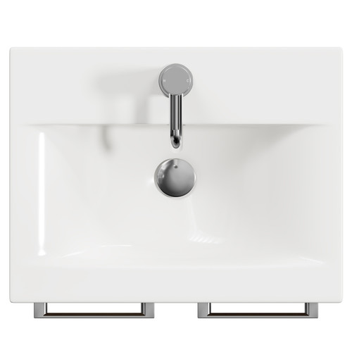 Napoli Tobacco Oak 500mm Floor Standing Vanity Unit with 1 Tap Hole Basin and 2 Doors with Chrome Handles View from Top