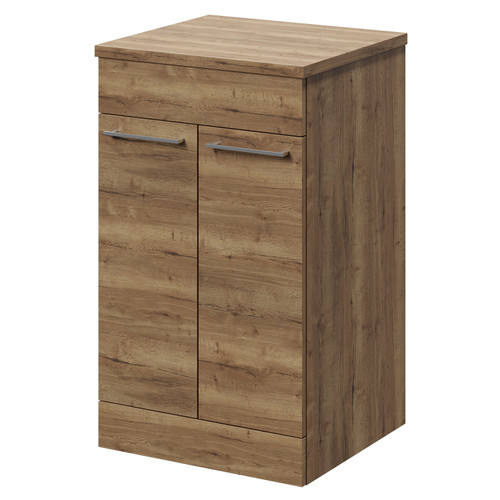 Napoli Tobacco Oak 500mm Floor Standing Vanity Unit for Countertop Basins with 2 Door and Chrome Handles Right Hand View