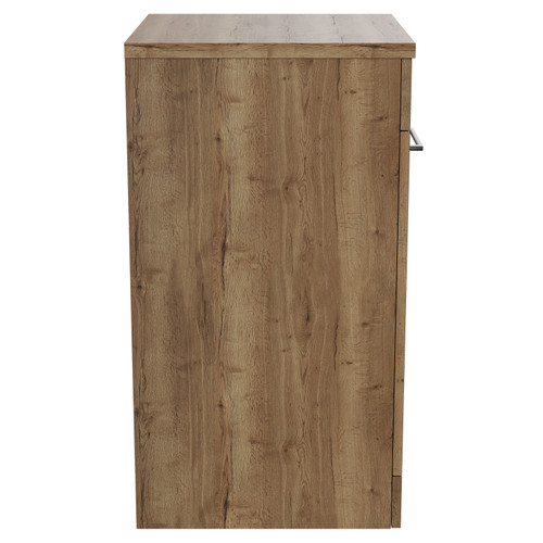 Napoli Tobacco Oak 500mm Floor Standing Vanity Unit for Countertop Basins with 2 Door and Chrome Handles View from Side