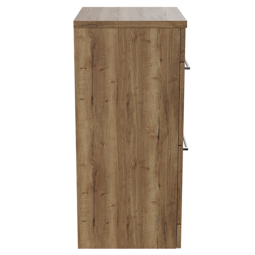 Napoli Tobacco Oak 500mm Floor Standing Vanity Unit for Countertop Basins with 2 Drawers and Chrome Handles View from Side