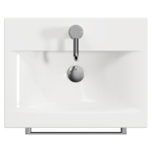 Napoli Tobacco Oak 500mm Wall Mounted Vanity Unit with 1 Tap Hole Basin and Single Drawer with Chrome Handle View from Top
