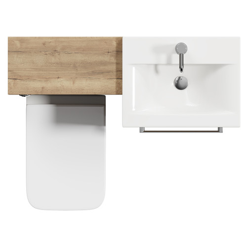 Napoli Tobacco Oak 1000mm Vanity Unit Toilet Suite with 1 Tap Hole Basin and 2 Drawers with Chrome Handles View from Top