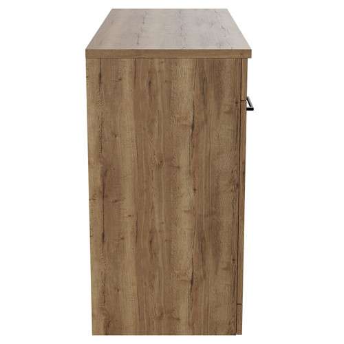Napoli Tobacco Oak 1200mm Floor Standing Vanity Unit for Countertop Basins with 4 Doors and Matt Black Handles View from Side