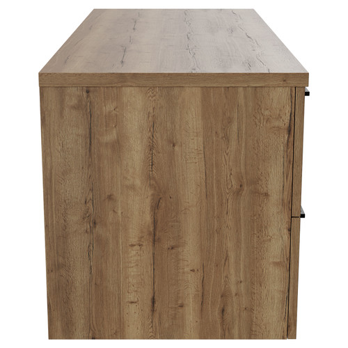 Napoli Tobacco Oak 1200mm Wall Mounted Vanity Unit for Countertop Basins with 4 Drawers and Matt Black Handles View from Side