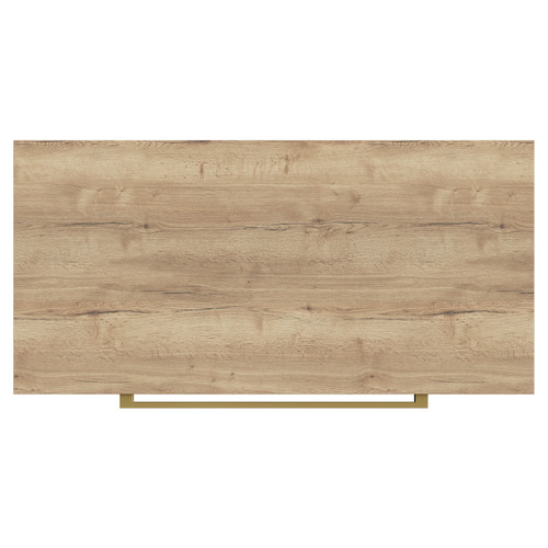 Napoli 390 Tobacco Oak 800mm Wall Mounted Vanity Unit for Countertop Basins with 2 Drawers and Brushed Brass Handles View from Top
