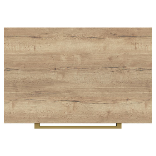Napoli 390 Tobacco Oak 600mm Wall Mounted Vanity Unit for Countertop Basins with 2 Drawers and Brushed Brass Handles View from Top