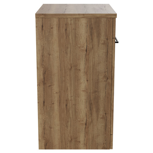 Napoli Tobacco Oak 600mm Floor Standing Vanity Unit for Countertop Basins with 2 Doors and Matt Black Handles View from Side