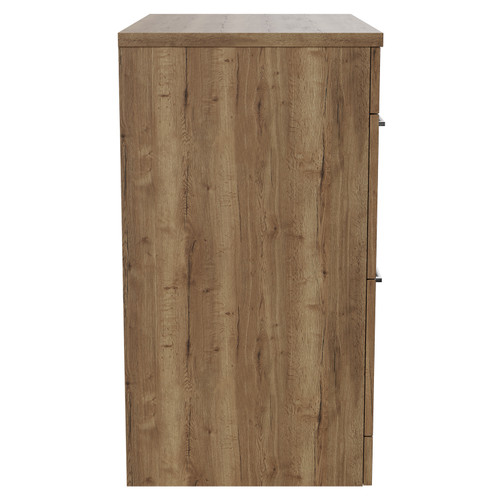 Napoli Tobacco Oak 800mm Floor Standing Vanity Unit for Countertop Basins with 2 Drawers and Chrome Handles View from Side