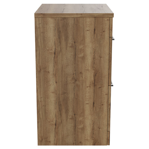 Napoli Tobacco Oak 600mm Floor Standing Vanity Unit for Countertop Basins with 2 Drawers and Chrome Handles View from Side