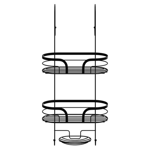 Dante Colore Matt Black 2 Tier with Soap Basket Hanging Shower Caddy Front View