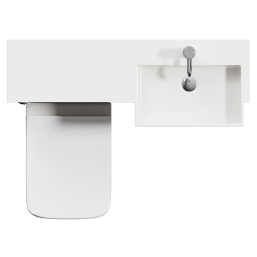 Napoli Combination Tobacco Oak 1000mm Vanity Unit Toilet Suite with Right Hand Square Semi Recessed 1 Tap Hole Basin and 2 Doors with Chrome Handles View from Top