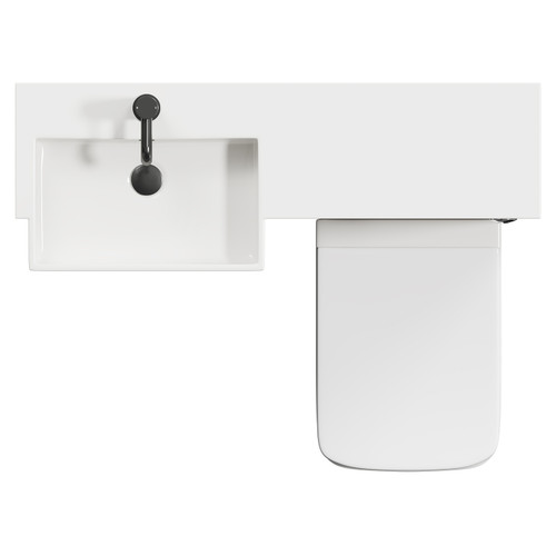Napoli Combination Tobacco Oak 1000mm Vanity Unit Toilet Suite with Left Hand Square Semi Recessed 1 Tap Hole Basin and 2 Doors with Gunmetal Grey Handles View from Top