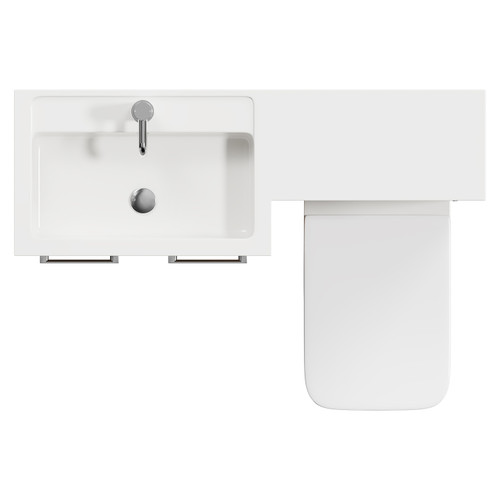 Napoli 390 Combination Tobacco Oak 1100mm Vanity Unit Toilet Suite with Left Hand L Shaped 1 Tap Hole Basin and 2 Doors with Chrome Handles View from Top