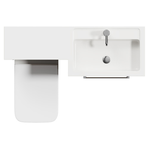 Napoli 390 Combination Tobacco Oak 1100mm Vanity Unit Toilet Suite with Right Hand L Shaped 1 Tap Hole Basin and 2 Drawers with Chrome Handles View from Top