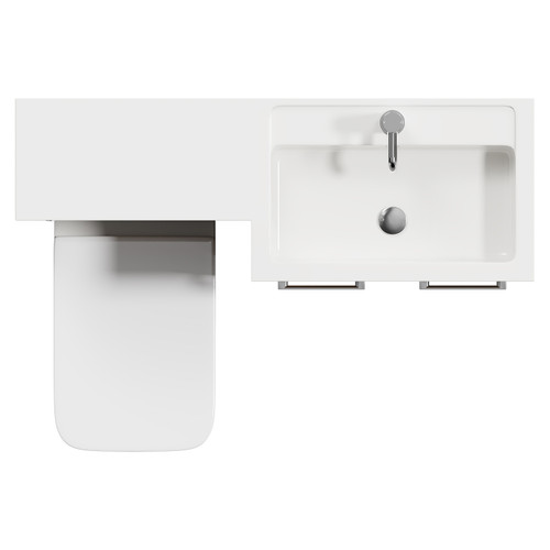 Napoli 390 Combination Tobacco Oak 1100mm Vanity Unit Toilet Suite with Right Hand L Shaped 1 Tap Hole Basin and 2 Doors with Chrome Handles View from Top
