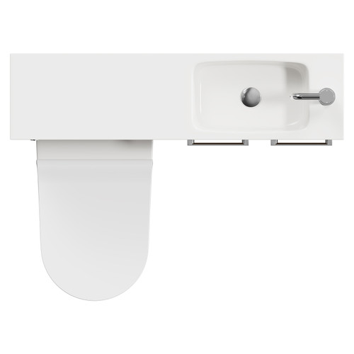 Napoli Combination Tobacco Oak 1000mm Vanity Unit Toilet Suite with Slimline 1 Tap Hole Round Basin and 2 Doors with Chrome Handles View from Top