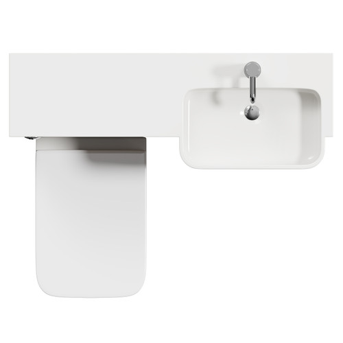 Napoli Combination Tobacco Oak 1000mm Vanity Unit Toilet Suite with Right Hand Round Semi Recessed 1 Tap Hole Basin and 2 Doors with Chrome Handles View from Top