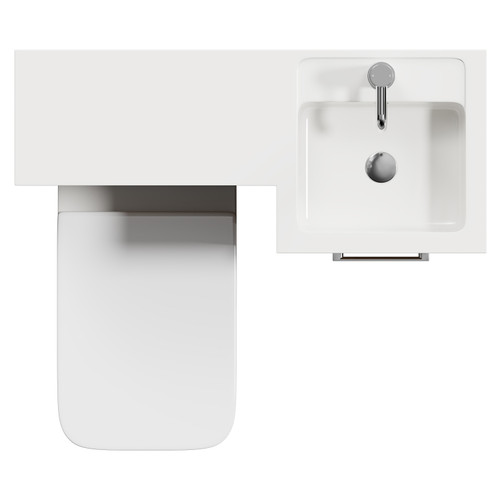 Napoli Combination Tobacco Oak 900mm Vanity Unit Toilet Suite with Right Hand L Shaped 1 Tap Hole Basin and Single Door with Chrome Handle View from Top