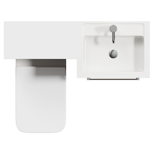 Napoli Combination Tobacco Oak 1000mm Vanity Unit Toilet Suite with Right Hand L Shaped 1 Tap Hole Basin and 2 Drawers with Chrome Handles View from Top