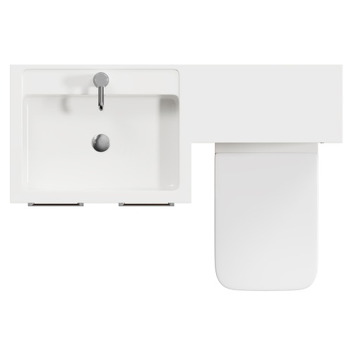 Napoli Combination Tobacco Oak 1100mm Vanity Unit Toilet Suite with Left Hand L Shaped 1 Tap Hole Basin and 2 Doors with Chrome Handles View from Top