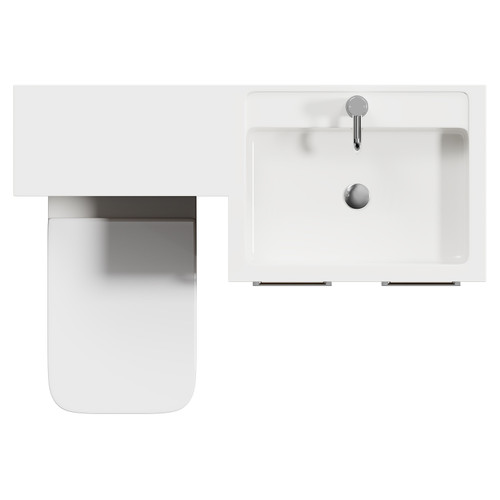 Napoli Combination Tobacco Oak 1100mm Vanity Unit Toilet Suite with Right Hand L Shaped 1 Tap Hole Basin and 2 Doors with Chrome Handles View from Top