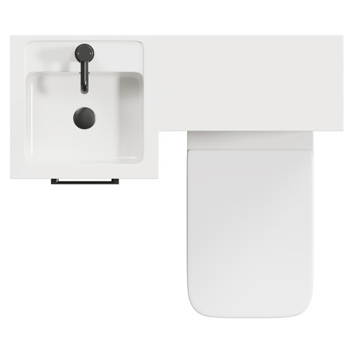 Napoli Combination Tobacco Oak 900mm Vanity Unit Toilet Suite with Left Hand L Shaped 1 Tap Hole Basin and Single Door with Gunmetal Grey Handle View from Top