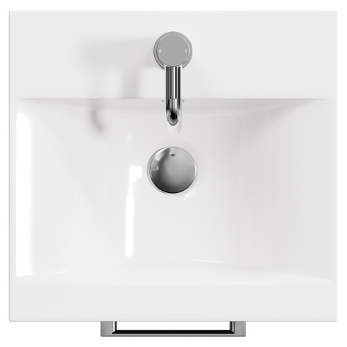 Napoli Matt Black 400mm Floor Standing Vanity Unit with 1 Tap Hole Glide Basin and Single Door with Chrome Handle View from Top