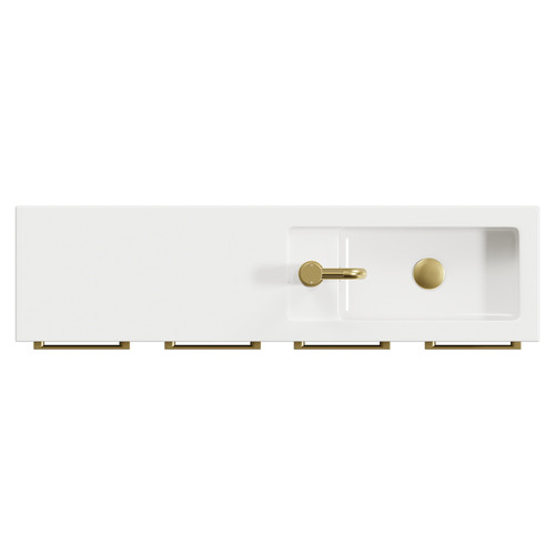 Napoli Combination Matt Black 1000mm Floor Standing Vanity Unit with Slimline 1 Tap Hole Basin and 4 Doors with Brushed Brass Handles View from Top