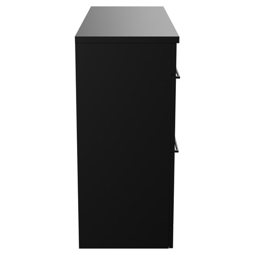 Napoli Matt Black 1200mm Floor Standing Vanity Unit for Countertop Basins with 4 Drawers and Matt Black Handles View from Side