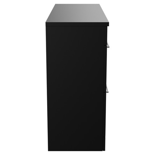 Napoli Matt Black 1200mm Floor Standing Vanity Unit for Countertop Basins with 4 Drawers and Chrome Handles View from Side