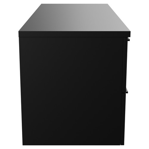 Napoli Matt Black 1200mm Wall Mounted Vanity Unit for Countertop Basins with 4 Drawers and Gunmetal Grey Handles View from Side