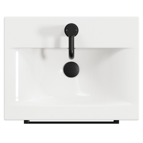 Napoli Matt Black 500mm Wall Mounted Vanity Unit with 1 Tap Hole Basin and Single Drawer with Matt Black Handle View from Top