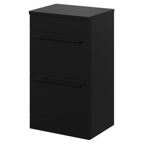 Napoli Matt Black 500mm Floor Standing Vanity Unit for Countertop Basins with 2 Drawers and Matt Black Handles Right Hand View