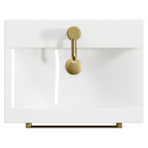 Napoli Matt Black 500mm Floor Standing Vanity Unit with 1 Tap Hole Basin and 2 Drawers with Brushed Brass Handles View from Top