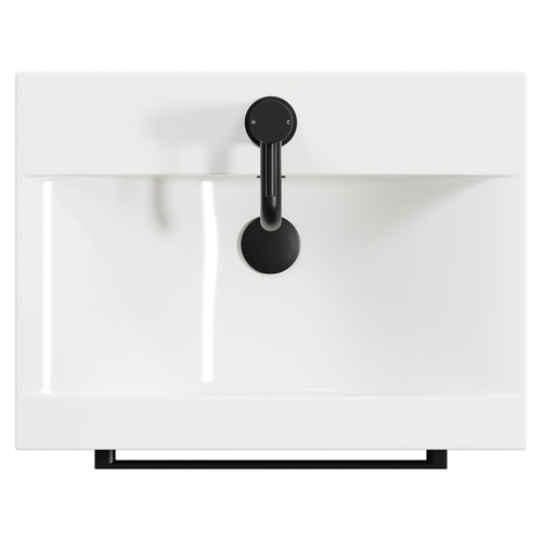 Napoli Matt Black 500mm Floor Standing Vanity Unit with 1 Tap Hole Basin and 2 Drawers with Matt Black Handles View from Top