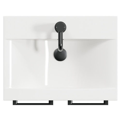 Napoli Matt Black 500mm Floor Standing Vanity Unit with 1 Tap Hole Basin and 2 Doors with Gunmetal Grey Handles View from Top