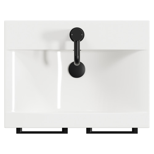 Napoli Matt Black 500mm Floor Standing Vanity Unit with 1 Tap Hole Basin and 2 Doors with Matt Black Handles View from Top