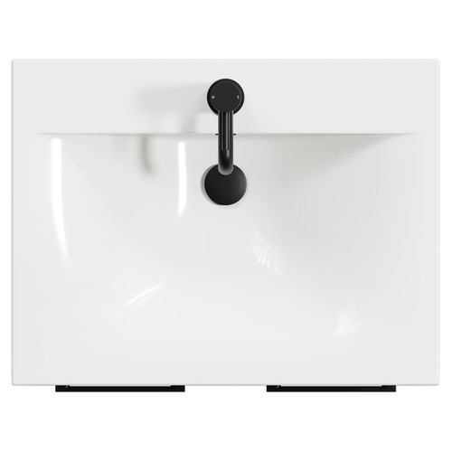 Napoli Matt Black 600mm Floor Standing Vanity Unit with 1 Tap Hole Basin and 2 Doors with Matt Black Handles View from Top
