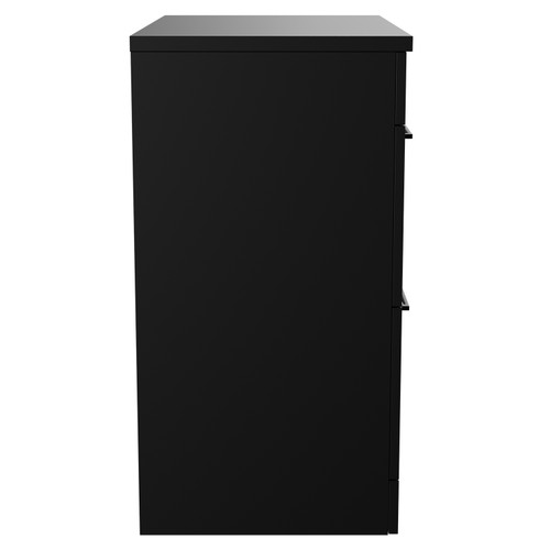 Napoli Matt Black 800mm Floor Standing Vanity Unit for Countertop Basins with 2 Drawers and Matt Black Handles View from Side