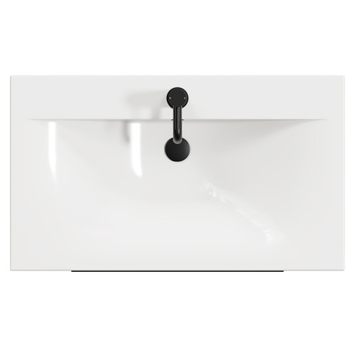 Napoli Matt Black 800mm Floor Standing Vanity Unit with 1 Tap Hole Basin and 2 Drawers with Matt Black Handles View from Top