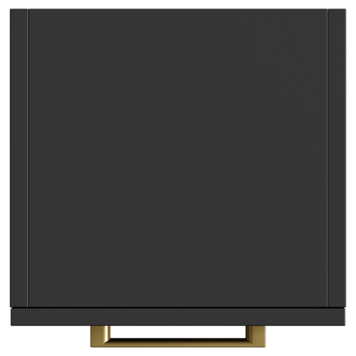 Napoli Matt Black 350mm x 1600mm Wall Mounted Tall Storage Unit with 2 Doors 2 Drawers and Brushed Brass Handles View from Top