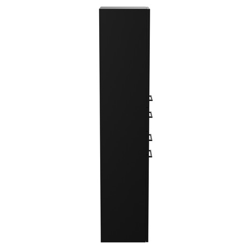 Napoli Matt Black 350mm x 1600mm Wall Mounted Tall Storage Unit with 2 Doors 2 Drawers and Matt Black Handles View from Side