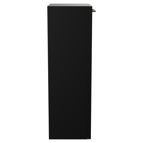 Napoli Matt Black 350mm Wall Mounted Side Cabinet with Single Door and Brushed Brass Handle View from Side