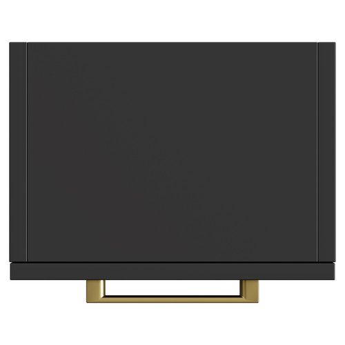 Napoli Matt Black 350mm Wall Mounted Side Cabinet with Single Door and Brushed Brass Handle View from Top